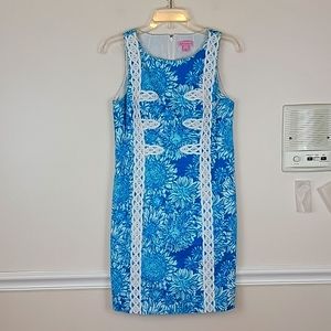 Lilly Pulitzer Lion in the Sun Shift Dress, Blue & White, Lined, Size 6